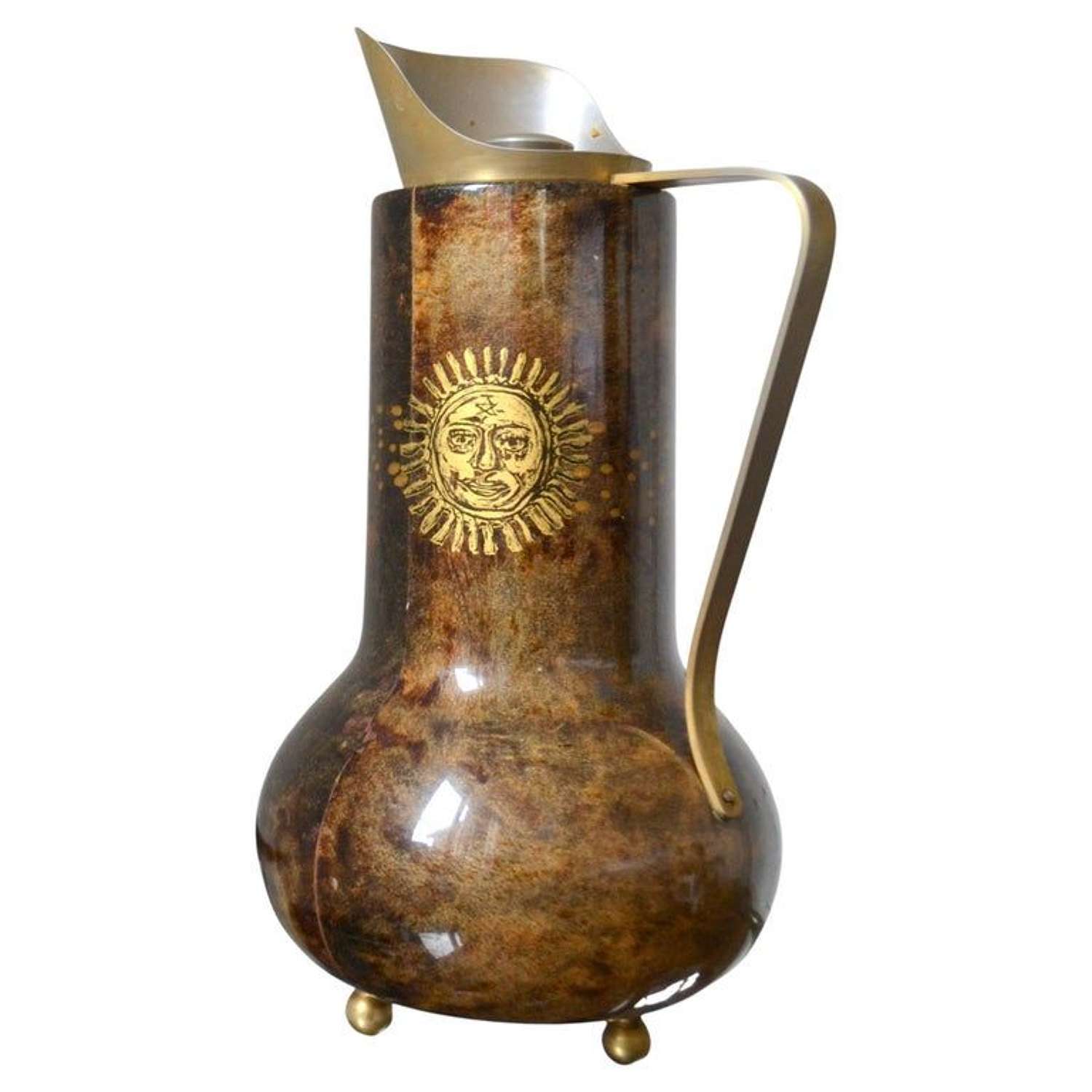 Aldo Tura Thermos Flask Parchment and Gilded Sun