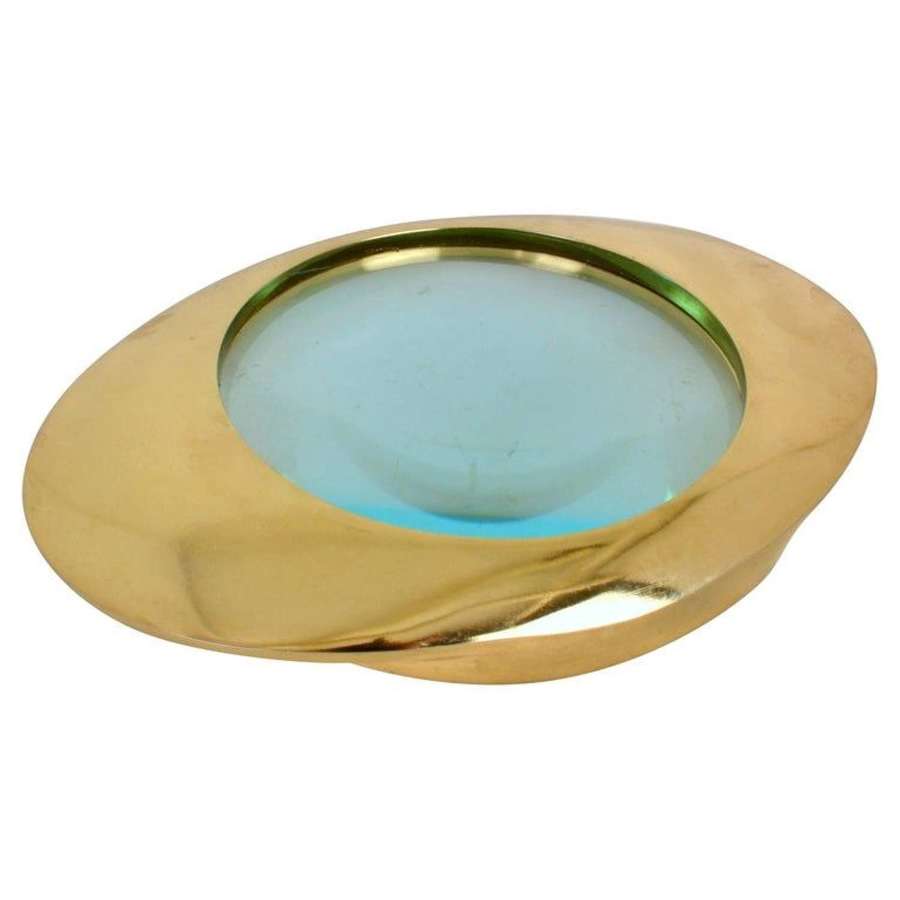 Large Decorative Brass Magnifying Glass Lens and Paper Weight