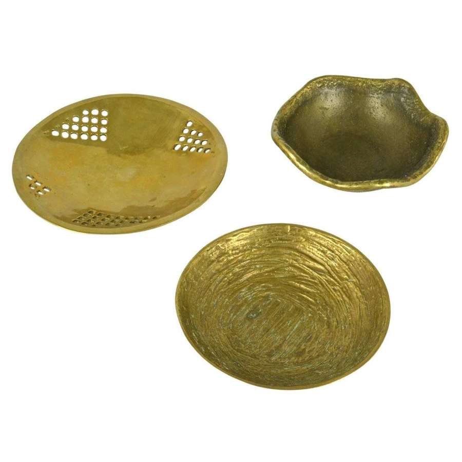 Set of Three Decorative Organic Bronze Bowls, 1970's