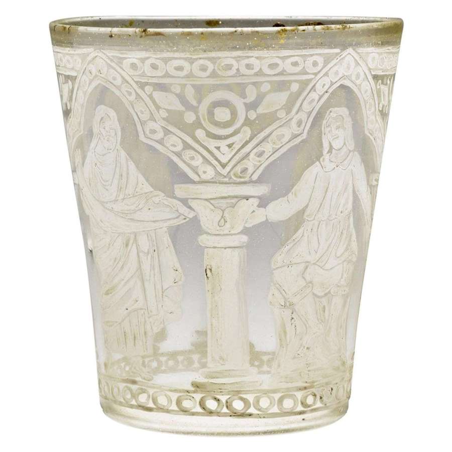 Beaker Blown Glass with Classical Scenes is attributed to Salviati
