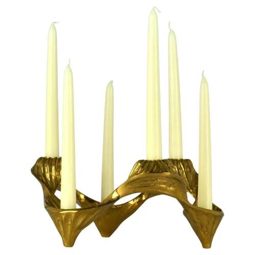 Large Organic Bronze Candelabra for Six Candles