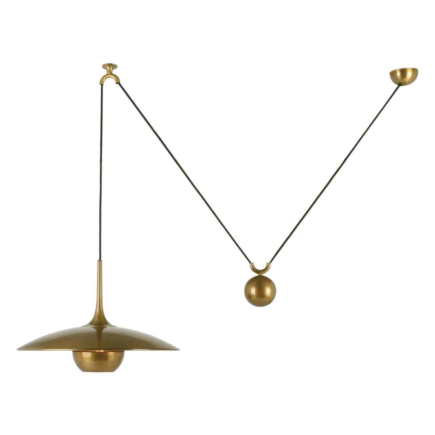 Pendant Lamp Onos 40 in Brass by Florian Schulz 1960's, Counterbalance