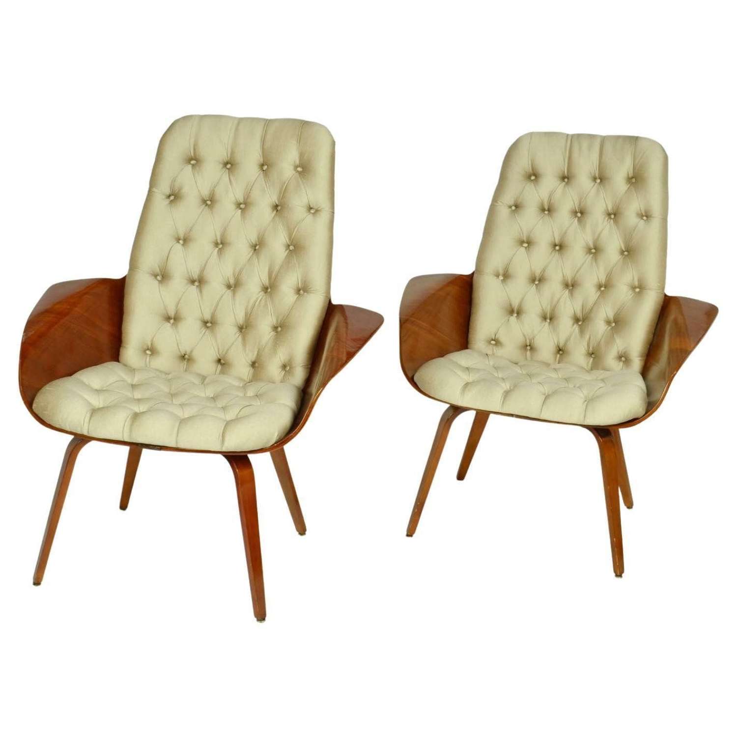 Pair of 'Mrs' Lounge Chairs by George Mulhauser for Plycraft