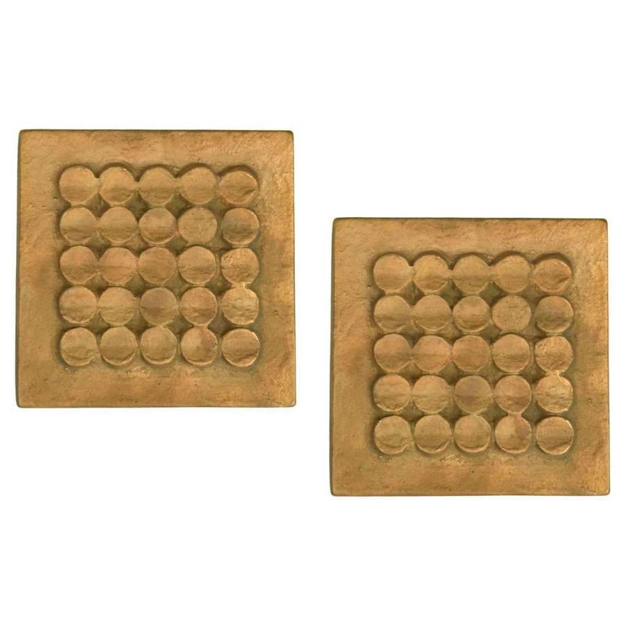 Pair of minimalist Bronze Square Push Pull Door Handles