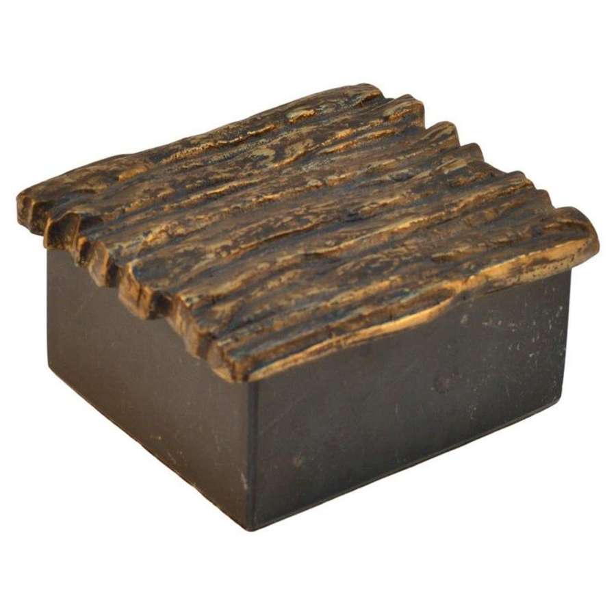 Marble Trinket Box with Relief Bronze Lid