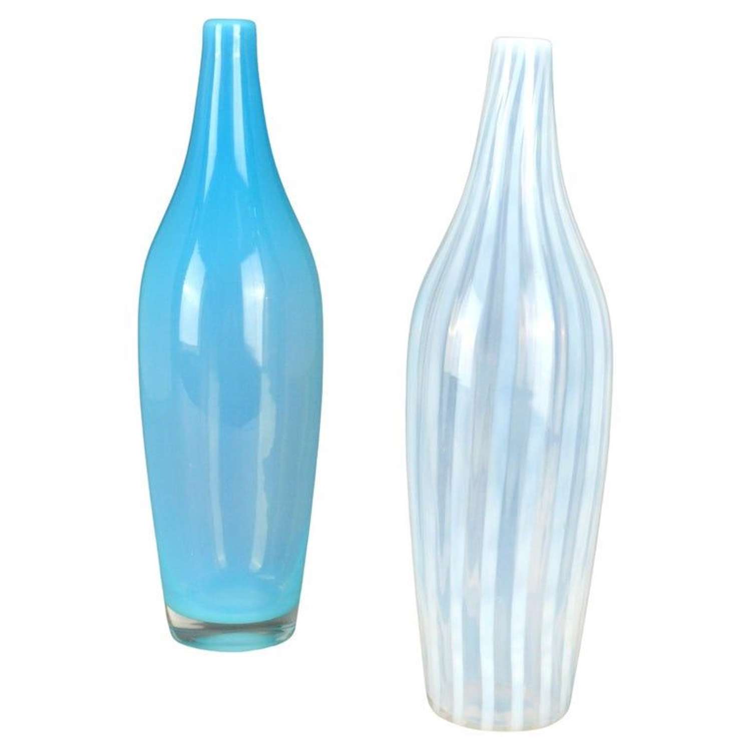 Blue and White Hand Blown Vases by Leerdam 1960's