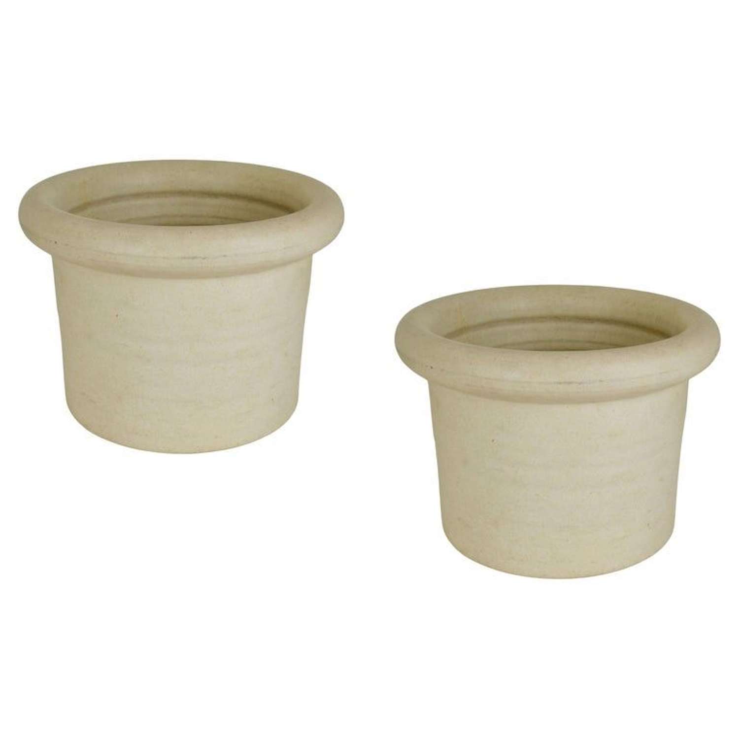 Pair of Large Cream Studio Pottery Planters by Piet Knepper for Mobach