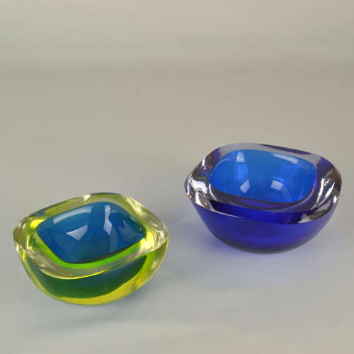 Murano Sommerso Blue Glass Bowl by Flavio Poli Seguso, Italy 1960
