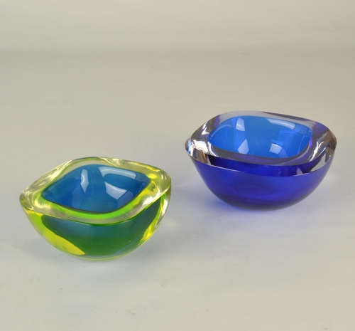Murano Sommerso Blue Glass Bowl by Flavio Poli Seguso, Italy 1960