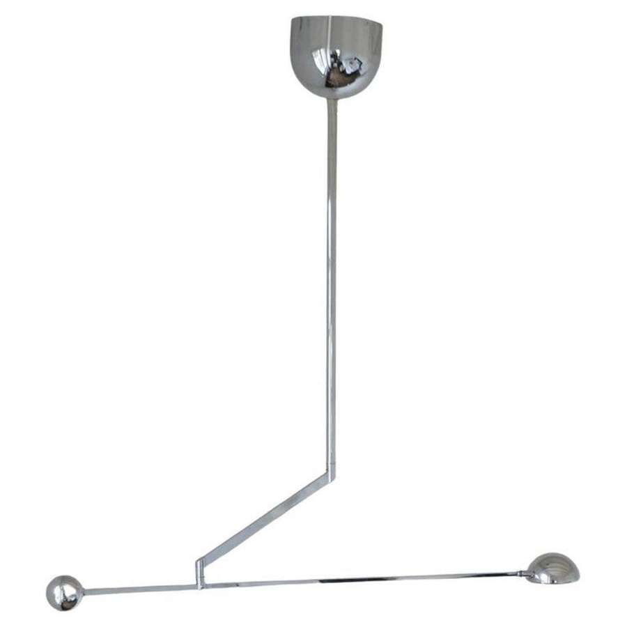 Minimal Chrome Counter Balance Ceiling 1970's Lamp