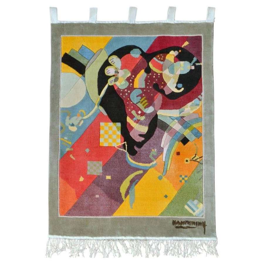 Kandinsky Silk Woven Wall Tapestry by Carpet Weavers Association