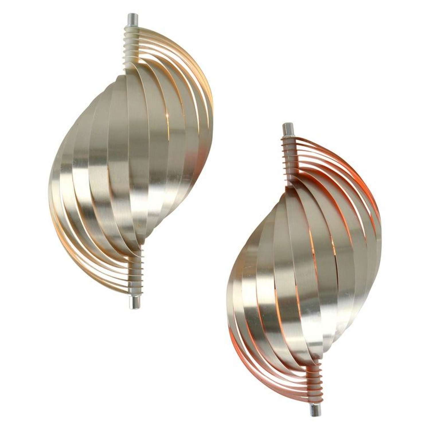 Two Spiral 1970's wall sconces in the style of Henri Mathieu