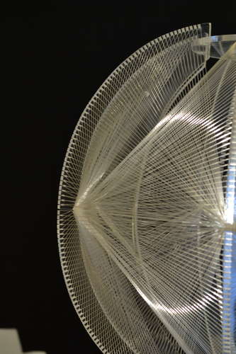 Large Mid-Century Modern Sculptural Pendant Lamp Lucite, Wire and Bras