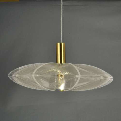 Mid Century Modern Pendant Lamp in Lucite, Wire and Brass