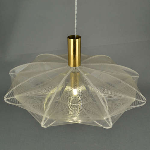 Mid Century Modern Pendant Lamp in Lucite, Wire and Brass