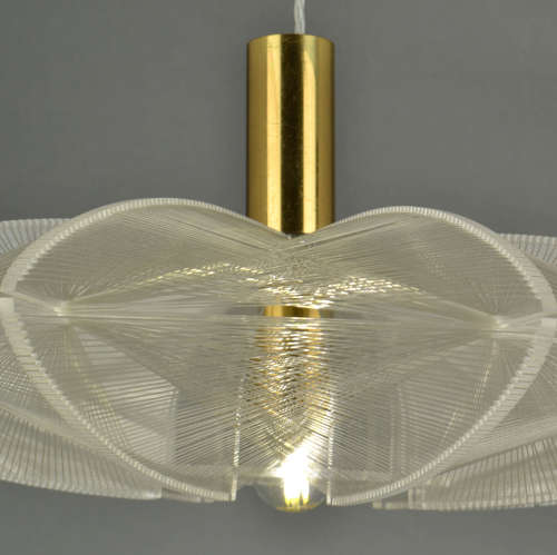 Mid Century Modern Pendant Lamp in Lucite, Wire and Brass