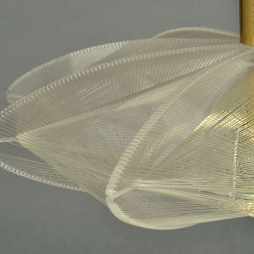 Mid Century Modern Pendant Lamp in Lucite, Wire and Brass