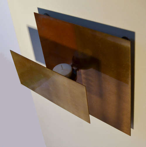 Geometric Brass Wall Candle Holders and Wall Geometric Relief