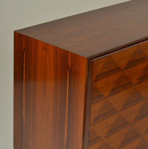 Pair of Minimal Wall Mounted 1960's Sideboards with Diamond Veneer