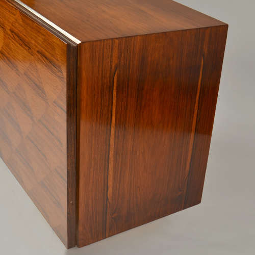 Pair of Minimal Wall Mounted 1960's Sideboards with Diamond Veneer