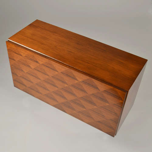 Pair of Minimal Wall Mounted 1960's Sideboards with Diamond Veneer