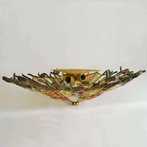 Large Flush Mount Ceiling Lamp by Poliarte Italy in Muti Color Glass