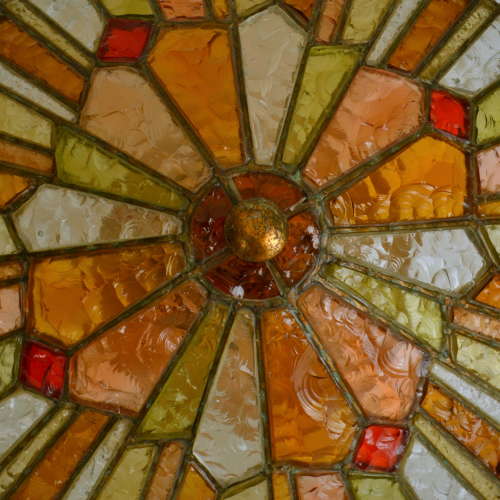 Large Flush Mount Ceiling Lamp by Poliarte Italy in Muti Color Glass