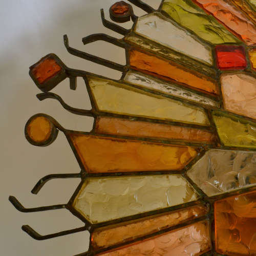 Large Flush Mount Ceiling Lamp by Poliarte Italy in Muti Color Glass