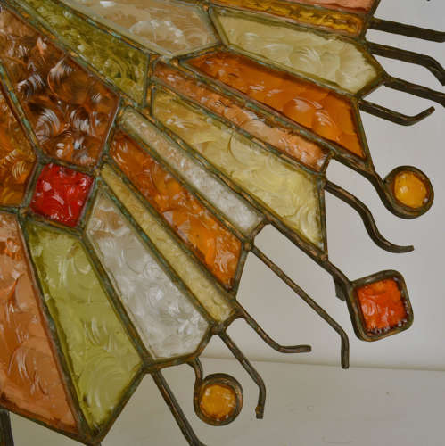 Large Flush Mount Ceiling Lamp by Poliarte Italy in Muti Color Glass
