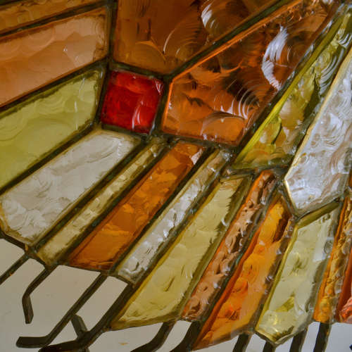 Large Flush Mount Ceiling Lamp by Poliarte Italy in Muti Color Glass