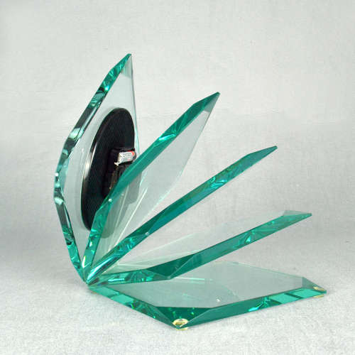 Cristal Glass Clock attributed to Fontana Arte, Italy 1970's