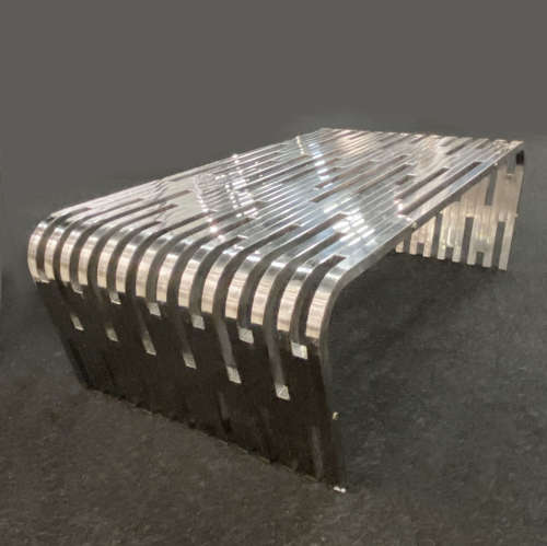 Large Sculptural Relief Stainless Steel Coffee Table