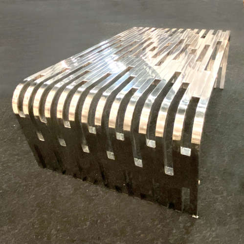 Large Sculptural Relief Stainless Steel Coffee Table