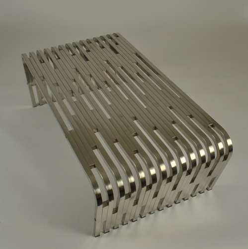 Large Sculptural Relief Stainless Steel Coffee Table
