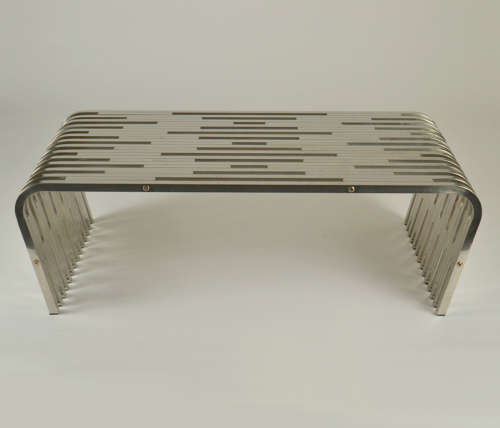 Large Sculptural Relief Stainless Steel Coffee Table