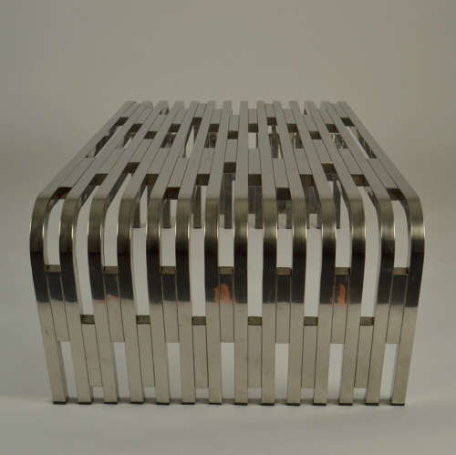 Large Sculptural Relief Stainless Steel Coffee Table