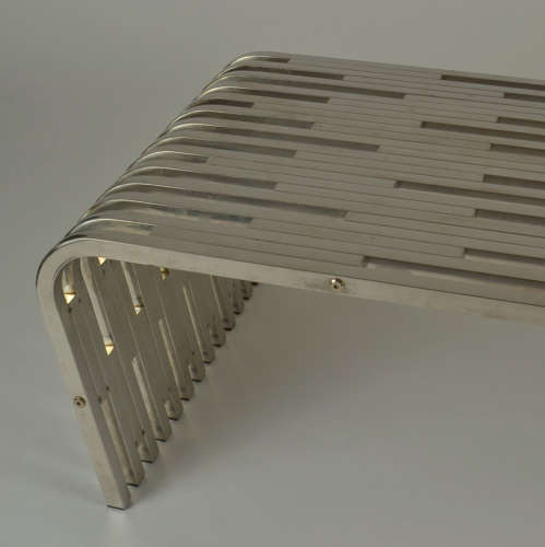 Large Sculptural Relief Stainless Steel Coffee Table