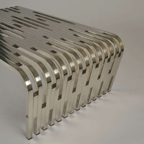 Large Sculptural Relief Stainless Steel Coffee Table