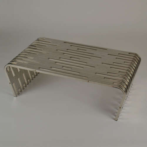 Large Sculptural Relief Stainless Steel Coffee Table