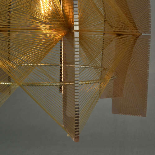Mid Century Modern Pendant Lamp in Bronze Lucite, Wire and Brass