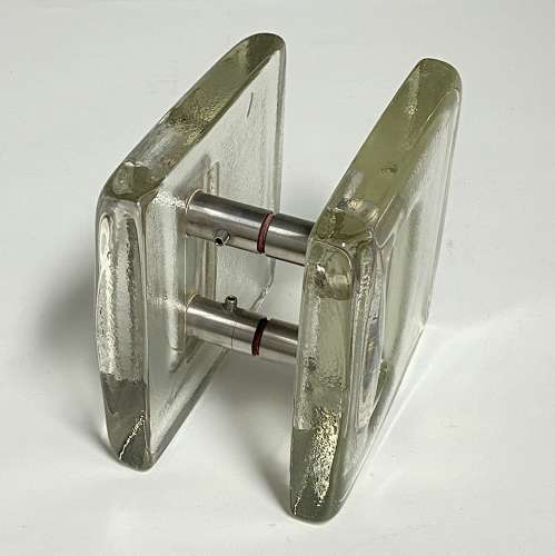 Pair of Square Clear Glass Push Pull Door Handles