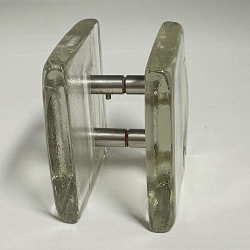 Pair of Square Clear Glass Push Pull Door Handles