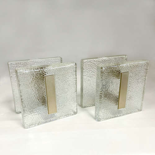 Clear Glass Pairs of Push Pull Double Door Handles with Antique Gold