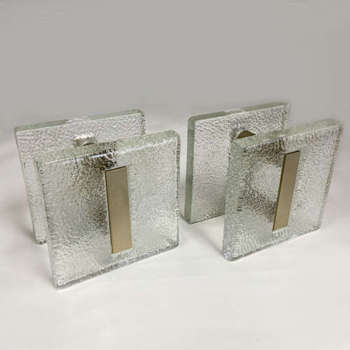 Clear Glass Pairs of Push Pull Double Door Handles with Antique Gold