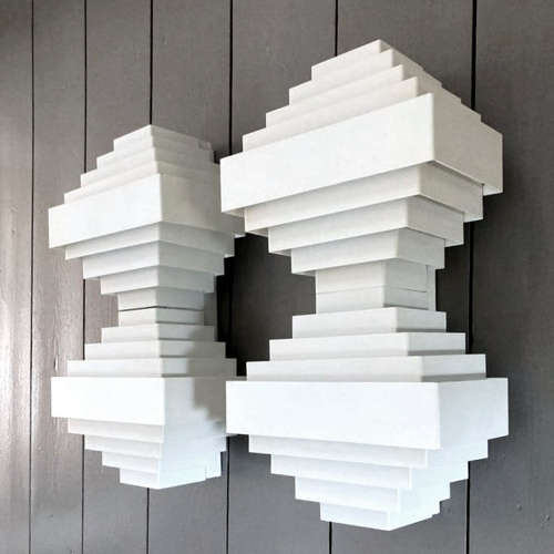 Geometric pair of White Metal Wall Light attributed to Spectral, 1980'