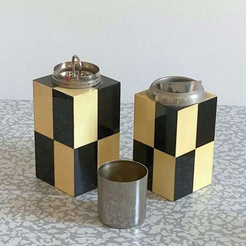 Aldo Tura Cocktail Shaker and Pitcher Set in Black and White