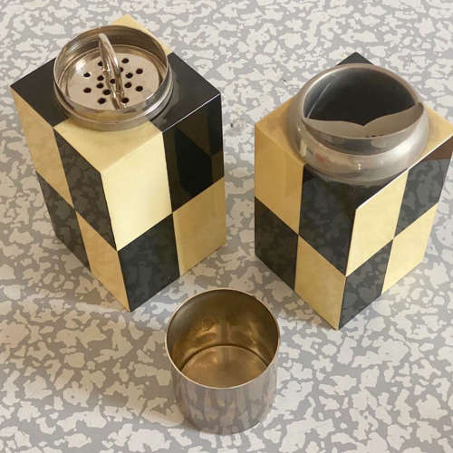 Aldo Tura Cocktail Shaker and Pitcher Set in Black and White
