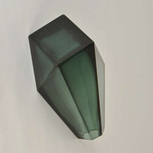 Art Deco Glass Facet Cut Emerald Green Vase
