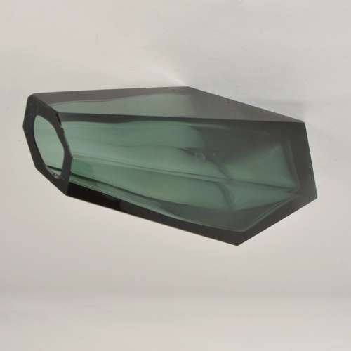 Art Deco Glass Facet Cut Emerald Green Vase
