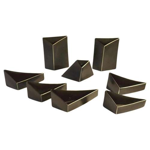 Minimalist Triangular Black and White Ceramic Bowls and Vases